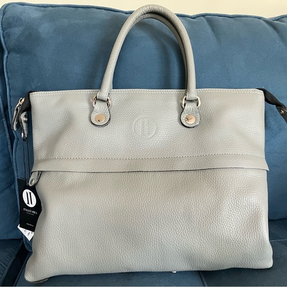 *NWT Italian Idea Boutique 5-styles-in-one Grey Pebbled Leather Purse - Picture 7 of 13